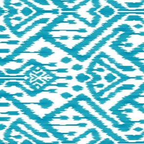 ikat deco in gem turquoise, white and caribbean blue  SDW 1726 horizontal