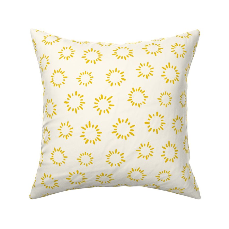 Yellow and Cream Circular Rays Pattern 26 Inch Repeat