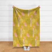 Golden Yellow Abstract Shapes with Retro Vibe