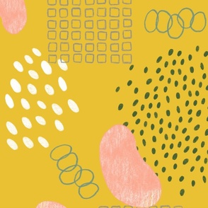 Golden Yellow Abstract Shapes with Retro Vibe