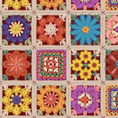 Vintage 1970’s Handmade multi-Color Crochet blanket