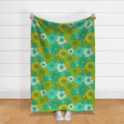 Retro Daisy Floral - Lime - Large 