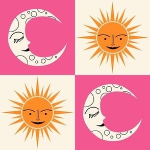 Sun + Moon Checkerboard - Pink + Orange