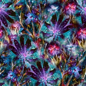 Cosmic otherworldly galaxy floral violet