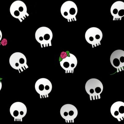 skulls with pink roses