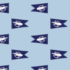 Nantucket Sperm Whale Burgee Flag  on Pale Blue