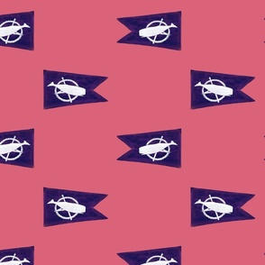 Nantucket Sperm Whale Burgee Flag  on Nantucket Red Hand-Painted