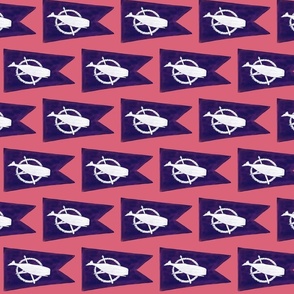 Nantucket Sperm Whale Burgee Flag  on Nantucket Red Hand-Painted