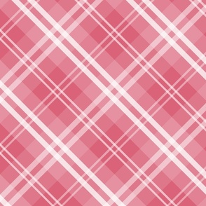 Large Nantucket Red and White Diagonal Tartan Plaid Check