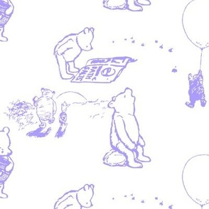 Winnie the Pooh Purple lines  On White  