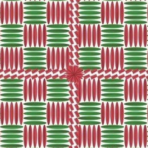 Granny Square  Basket Weave - Red & Green