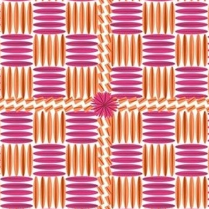  Granny Square Basket Weave - Pink & Orange