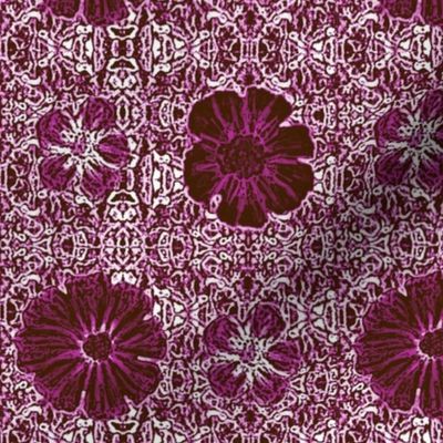 6" MINI Hand painted Burgundy Lace Exotic Floral