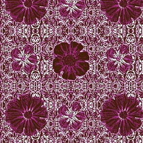12" Hand painted Burgundy Lace Exotic Floral