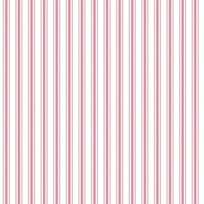 Small Vertical Nantucket Red Mattress Ticking Stripes on White