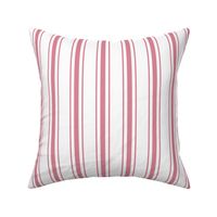 Vertical Nantucket Red Mattress Ticking Stripes on White