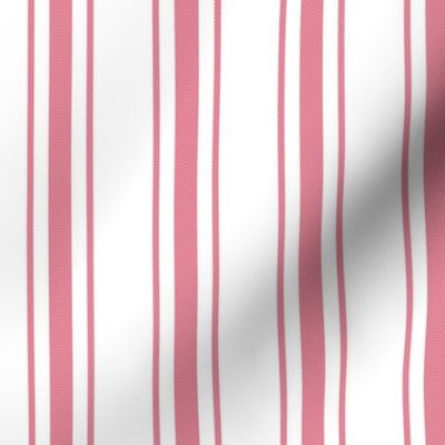 Vertical Nantucket Red Mattress Ticking Stripes on White