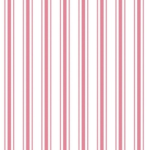Vertical Nantucket Red Mattress Ticking Stripes on White