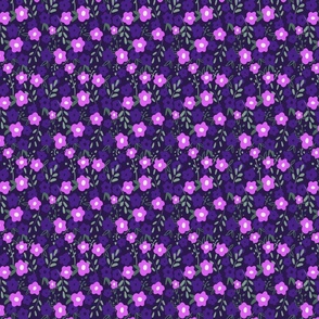Ditsy Floral Deep Purple & Fuchsia