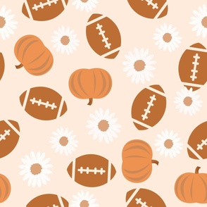 boho daisy football fabric - boho daisy, fall floral, boho floral, football