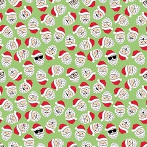 Santa Emojis on Green - Small Scale
