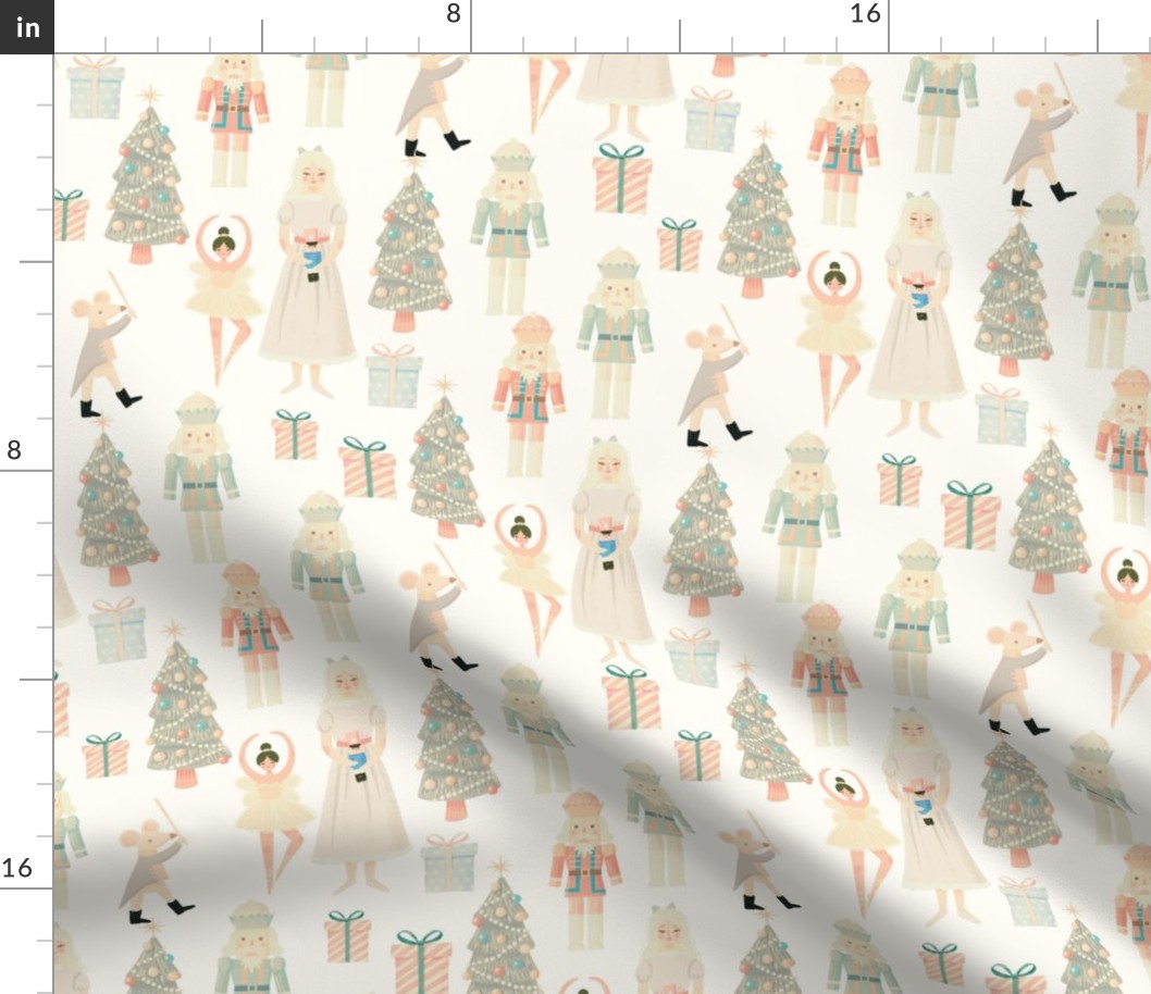 MEDIUM nutcracker fabric - ballet fabric, ballerina fabric, soft vintage style