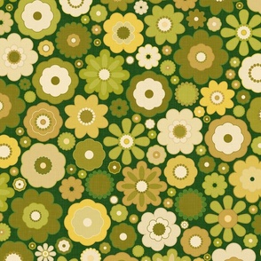 Field with Flowers - Vintage Green / Large