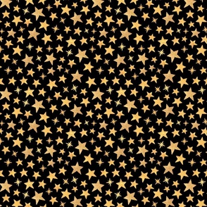 Mixed stars pattern gold on black - 1 inch scale