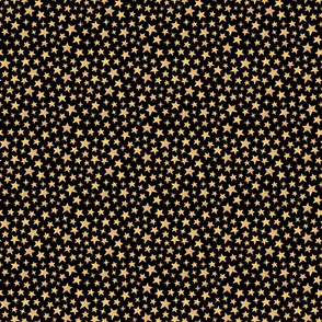 Mixed stars pattern gold on black - small scale