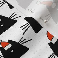 christmas cats - mio cat - hand drawn santa cats - cats fabric and wallpaper