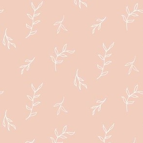 Delicate Floral, Clean Leaf, White on Pink