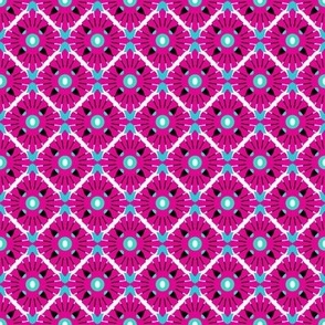 Imitation of complex knitting, Pink diamonds on a light blue background