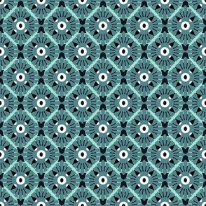 Imitation of complex knitting, Dark turquoise diamonds on a light turquoise background