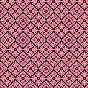 Imitation of knitted rhombuses, Pink on a black background