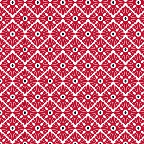 Imitation of knitted rhombuses, Red on a white background