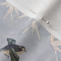 CHATEAU CHINOISERIE - SATURATED COLORS AND DUSTY BLUE SKY ON FABRIC TEXTURE