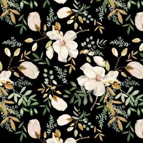 Small White and Black Floral / Gold and Green 