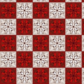 Granny Squares - Red and White