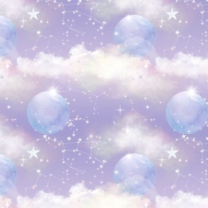 Dreamy Purple Sky | Stars Constellation Clouds 