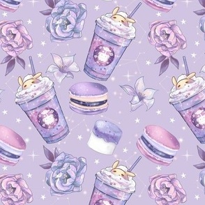Purple Dreams Sweet Treats | Macarons Iced Coffee Flowers
