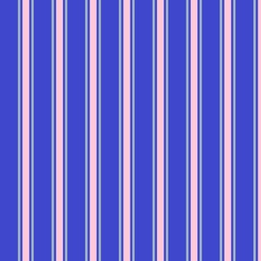 Chrome and Bubblegum Ticking Stripe on Blue