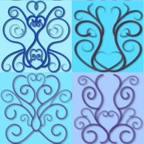 Four Flourishes in blue