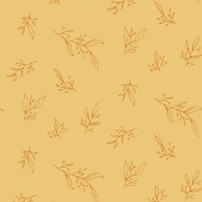 Delicate Floral, Clean Leaf Floral, Dark on Light Yellow