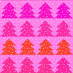 Hot Pink Christmas Tree Row