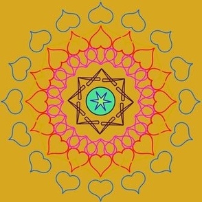 Mandala in golden yellow background