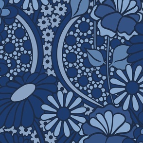 Retro Floral - Navy Blue