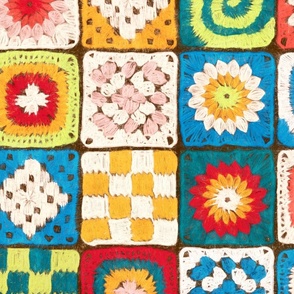 Colorful Granny Square Crochet - large scale 