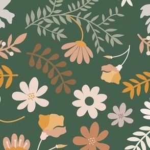 Flowers and twigs seamless pattern