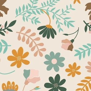 Flowers and twigs seamless pattern