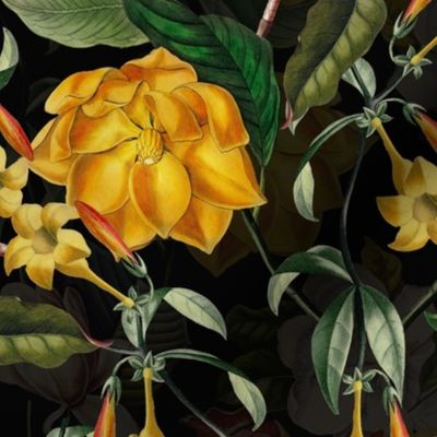  Lush Antique Magnolia Flowers - Vintage Magnolias home decor, Nostalgic  wallpaper,Magnolia Fabric - Flowers Fabric -  Magnolia Wallpaper black double layer